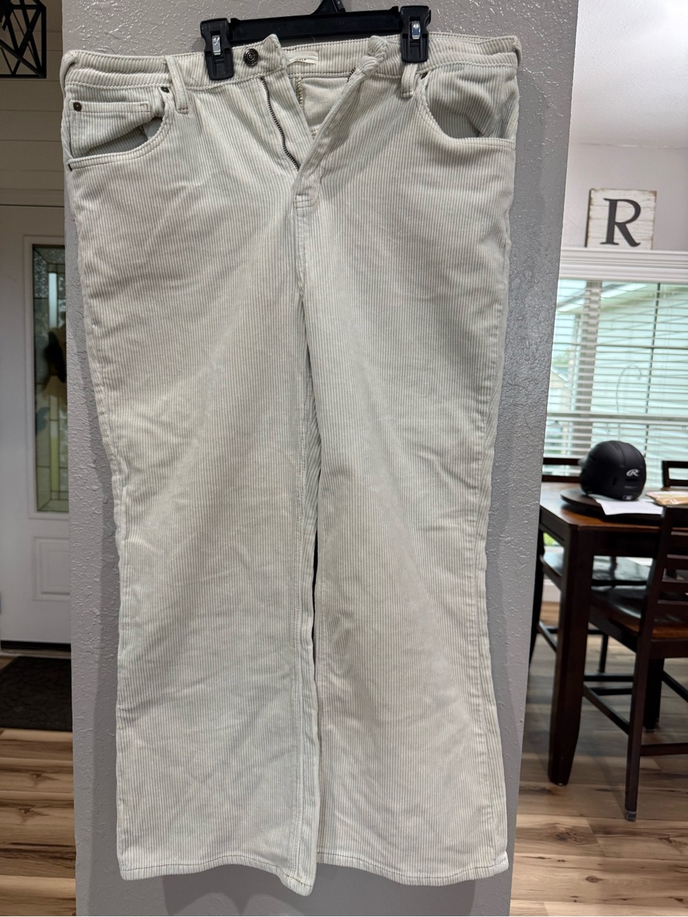 Light Cream Corduroy Wide-Leg Jeans
